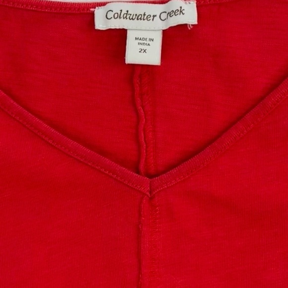 Coldwater Creek 100% Indian Cotton V Neck Blouse Womens 2X - Picture 2 of 9